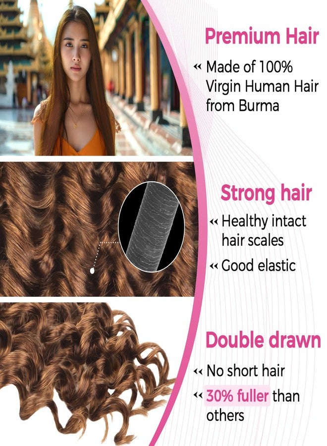 لاشي شعر لاشي ديب ويف 50 غرام، حزمة واحدة/عبوة، شعر بشري طبيعي للتضفير، لون بني محمر رقم 30، شعر بكر 100%، طول 22 بوصة، مناسب لتضفير الشعر على الطريقة البوهيمية. - Image 4